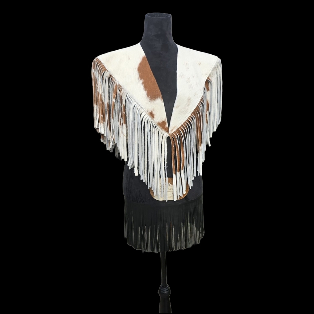 Fringed Cowhide Shawl